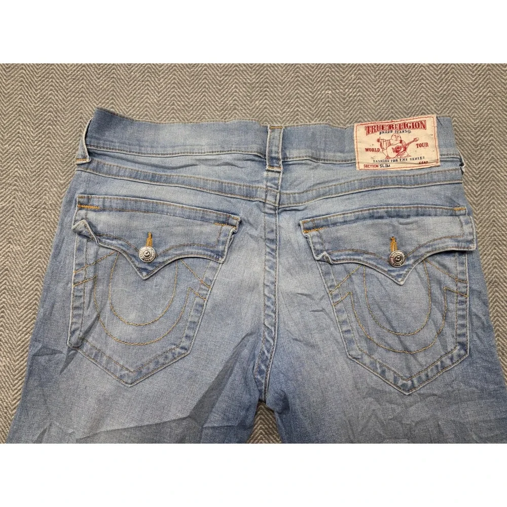 True Religion Mens Section Slim Light Wash Blue Denim Jeans Size 33‎ x 31